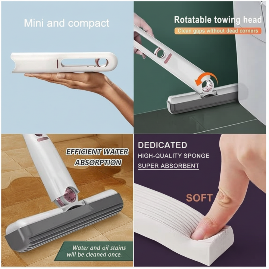 SqueezMop™ -2-in-1 Mop | Self-Squeezing Roller | Lightweight & Space-Saving