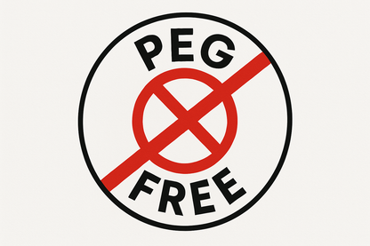 PEG free written in circle and a ban sign on it 